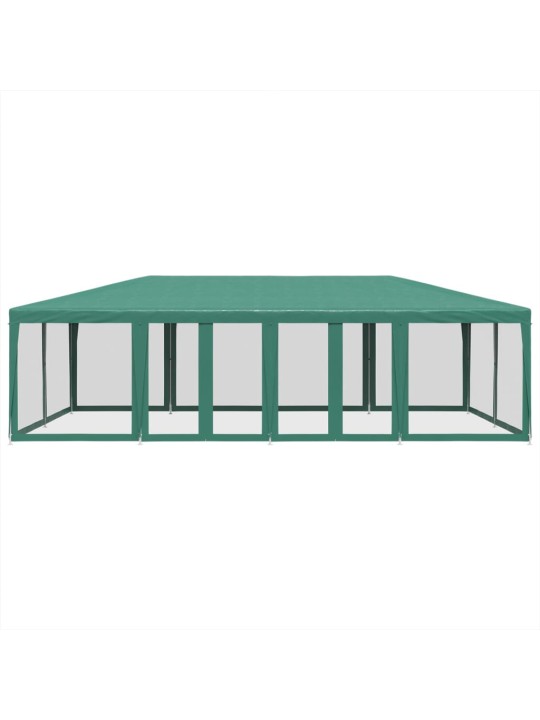 Proginė palapinė su 12 tinklinėmis sienomis, žalia, 8x4m, HDPE