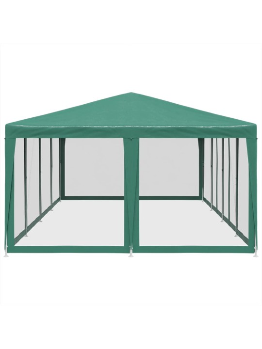 Proginė palapinė su 12 tinklinėmis sienomis, žalia, 8x4m, HDPE