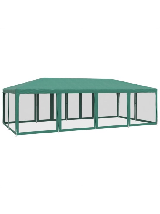 Proginė palapinė su 12 tinklinėmis sienomis, žalia, 8x4m, HDPE
