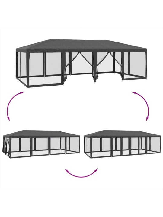 Proginė palapinė su 12 sienomis, antracito, 8x4m, HDPE