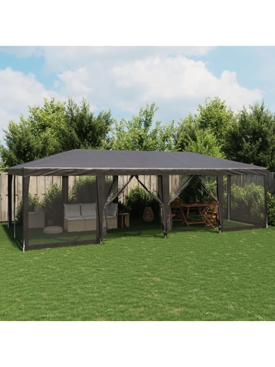 Proginė palapinė su 12 sienomis, antracito, 8x4m, HDPE