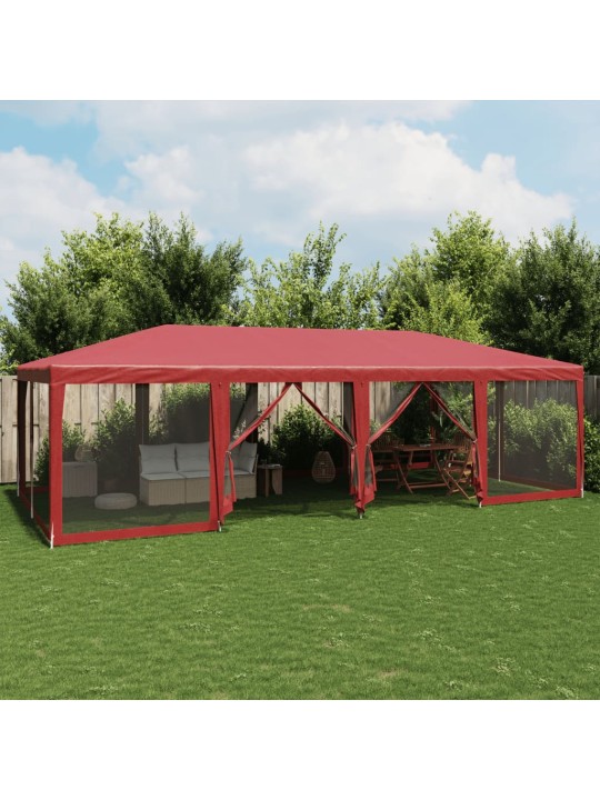 Proginė palapinė su 12 sienomis, raudona, 8x4m, HDPE