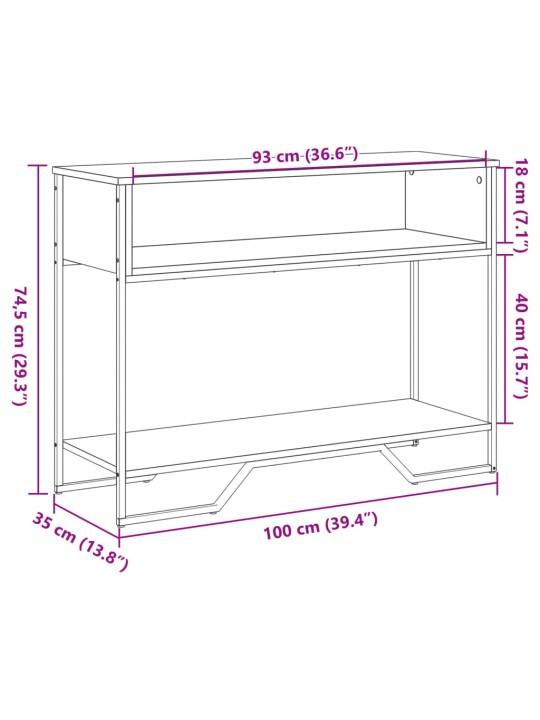 Konsolinis staliukas, juodas, 100x35x74,5cm, apdirbta mediena