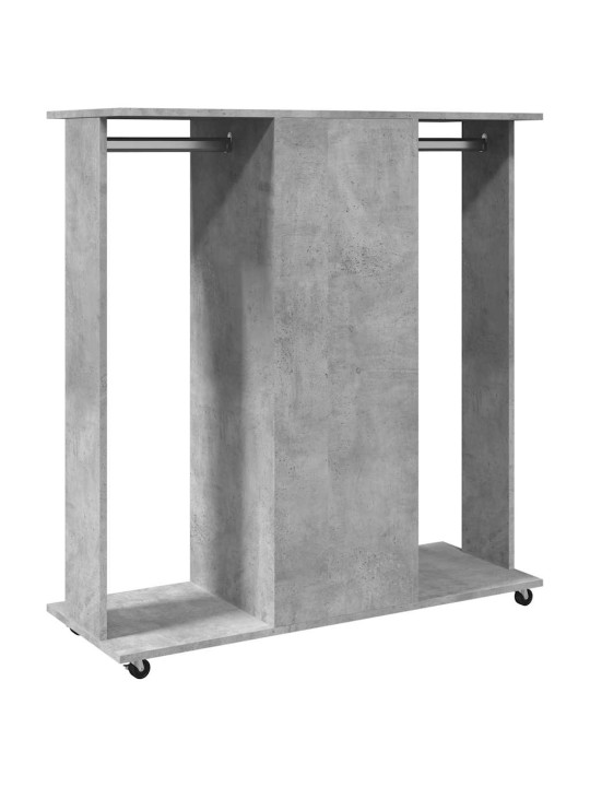 Drabužių spinta su ratukais, betono, 102x38x110cm, mediena
