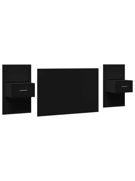 Lovos galvūgalis su spintelėmis, juodas, 120cm, mediena