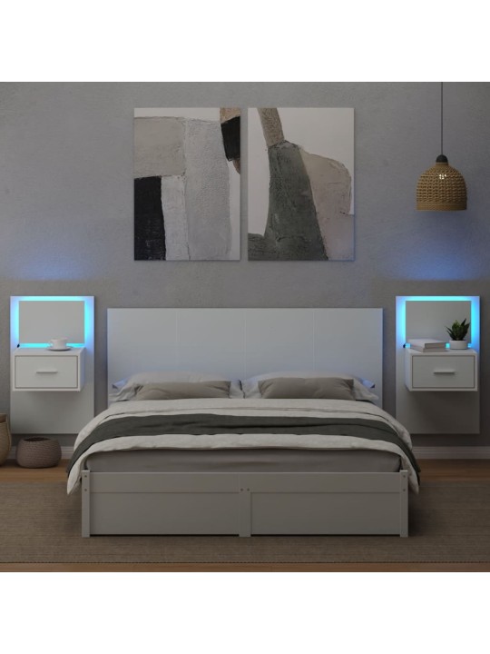 Lovos galvūgalis su spintelėmis, baltas, 120cm, mediena