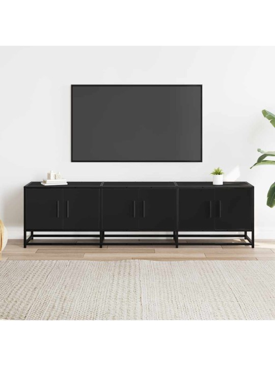 Televizoriaus spintelė, juoda, 150x35x41cm, mediena ir metalas