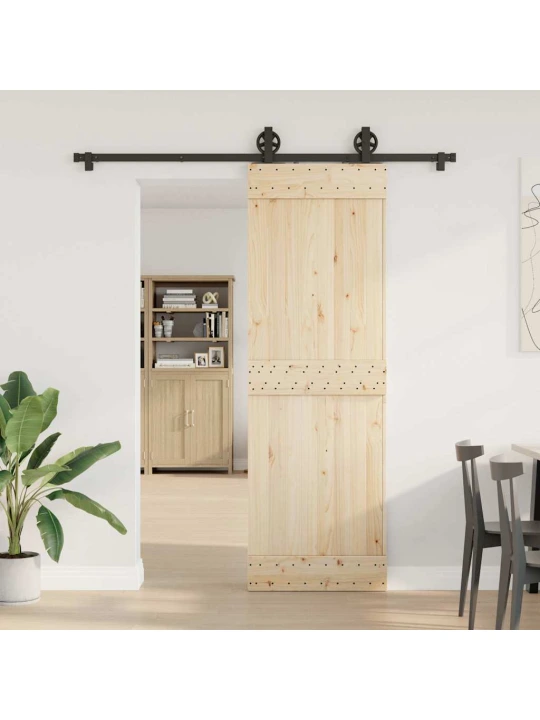 Stumdomų durų įrangos rinkinys, juodos spalvos, 183cm, plienas