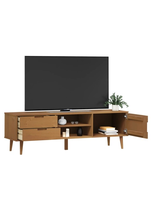 Televizoriaus spintelė MOLDE, ruda, 158x40x49cm, pušies masyvas