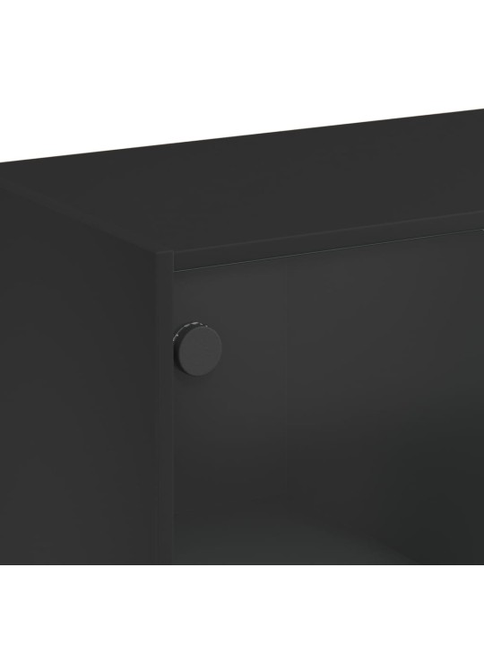 Komoda su durelėmis, juoda, 68x37x109cm, apdirbta mediena