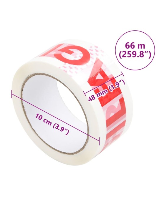 Pakavimo juostelė, 12vnt., balta, 48mmx66m, FRAGILE spaudinys