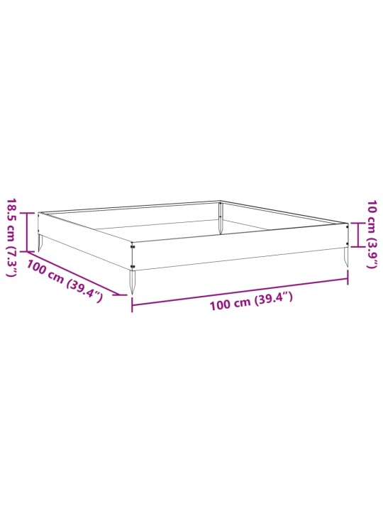 Aukštas sodo lovelis, 100x100x18,5cm, galvanizuotas plienas