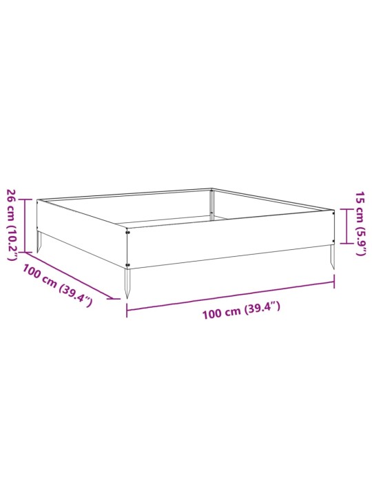 Aukštas sodo lovelis, 100x100x26cm, galvanizuotas plienas