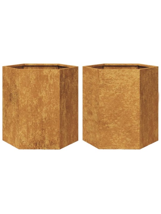 Sodo loveliai, 2vnt., 46x40x45cm, corten plienas, šešiakampiai