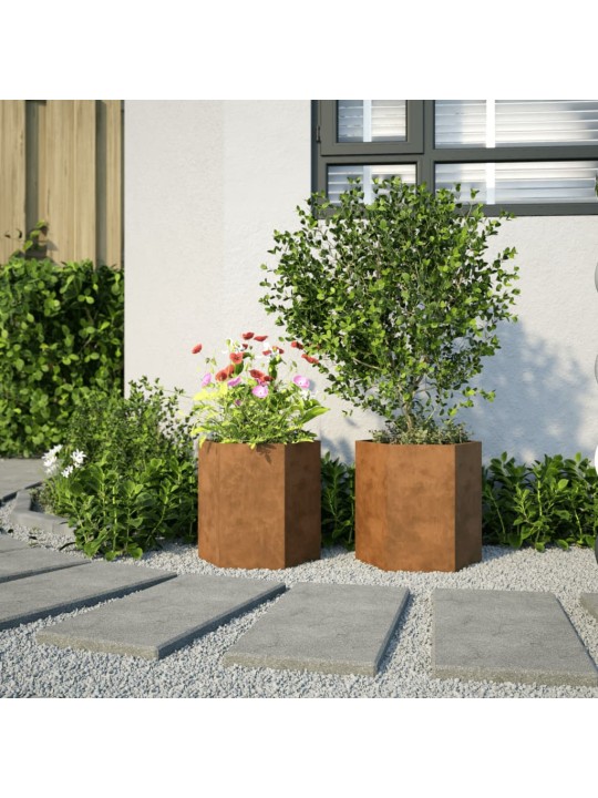 Sodo loveliai, 2vnt., 46x40x45cm, corten plienas, šešiakampiai