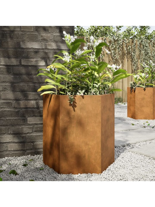Sodo loveliai, 2vnt., 46x40x45cm, corten plienas, šešiakampiai