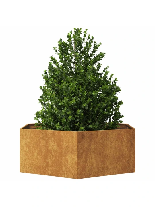 Sodo lovelis, 138x120x45cm, corten plienas, šešiakampis