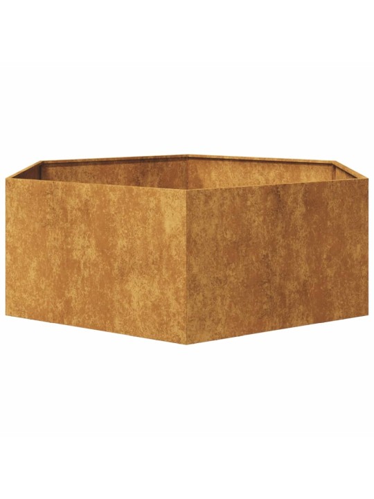 Sodo lovelis, 138x120x45cm, corten plienas, šešiakampis