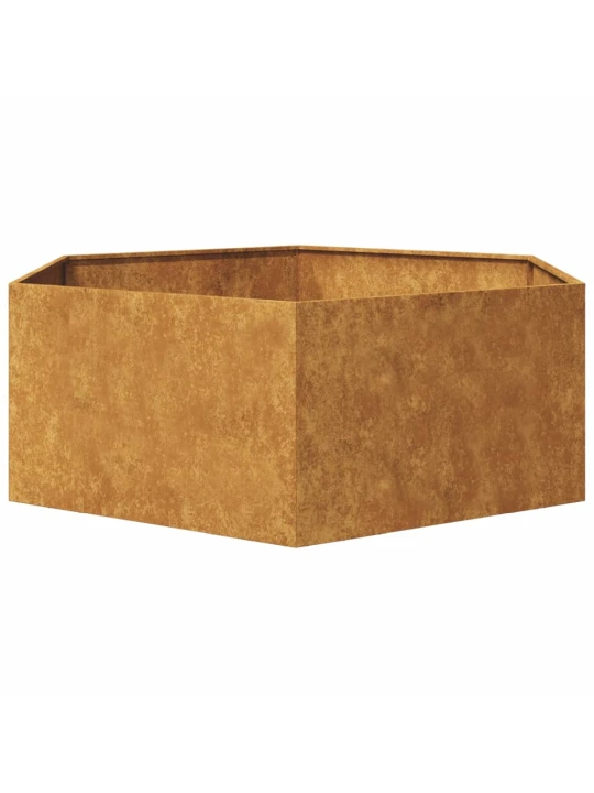 Sodo lovelis, 138x120x45cm, corten plienas, šešiakampis