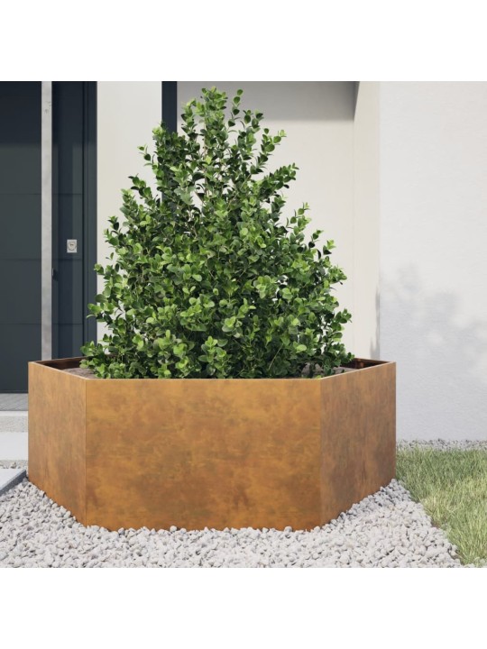 Sodo lovelis, 138x120x45cm, corten plienas, šešiakampis