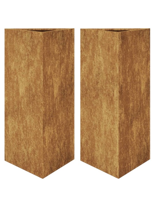 Sodo loveliai, 2vnt., 40x34,5x70cm, corten plienas, trikampiai