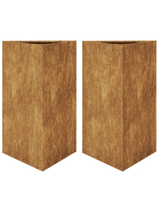 Sodo loveliai, 2vnt., 50x43x75cm, corten plienas, trikampiai