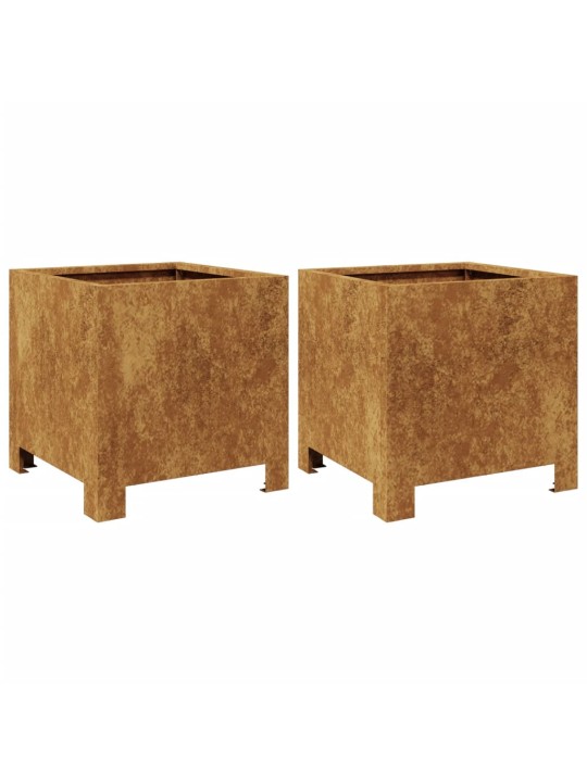 Sodo loveliai, 2vnt., 30x30x30cm, corten plienas