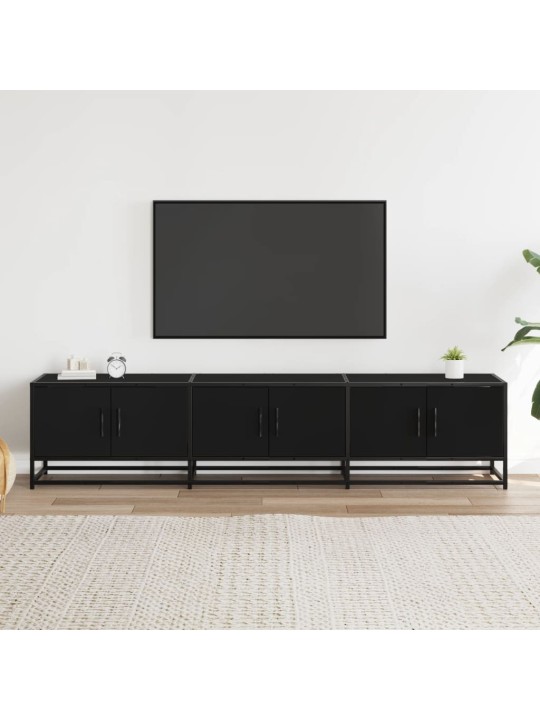 Televizoriaus spintelė, juoda, 180x35x41cm, apdirbta mediena