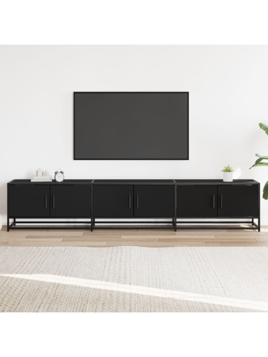 Televizoriaus spintelė, juoda, 210x35x41cm, apdirbta mediena