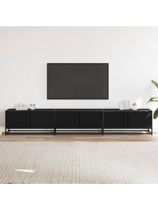 Televizoriaus spintelė, juodos spalvos, 240x35x41cm, mediena