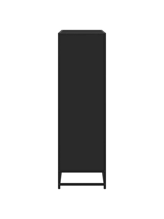 Knygų spinta, juoda, 97,5x33x107,5cm, apdirbta mediena/metalas