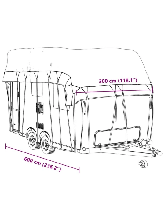 Karavano stogo dangtis, pilkas, 600x300cm, neaustinis audinys
