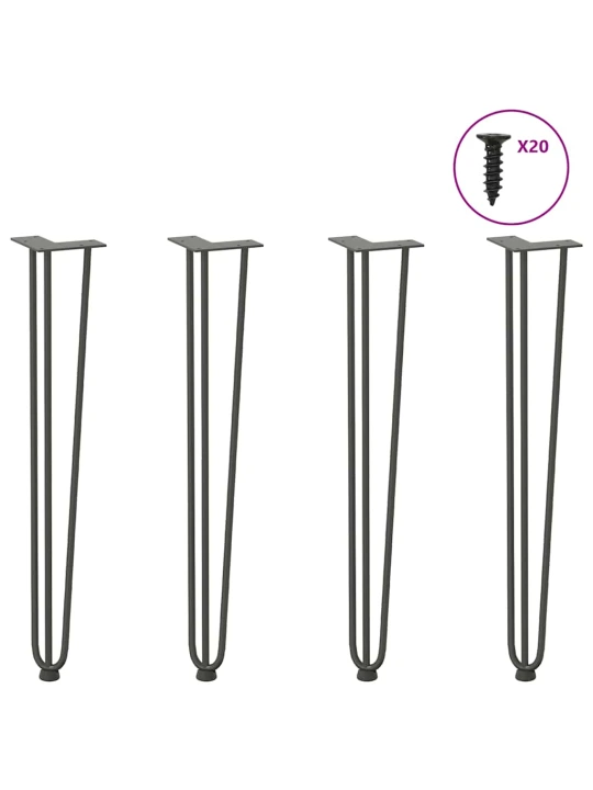 Plaukų segtukas stalo kojelės, 4 vnt., antracito, 72cm, plienas