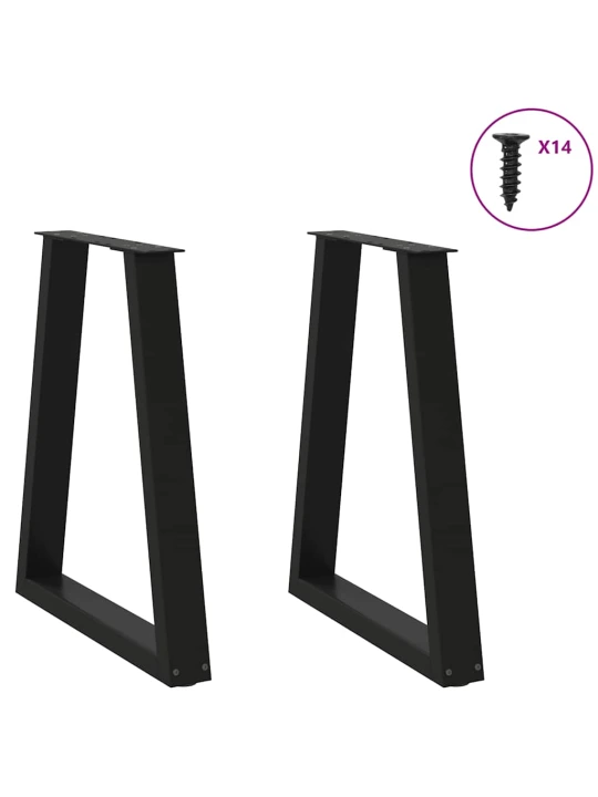 Kavos staliuko kojelės, V formos, 2 vnt., juoda, 50x(72-73)cm