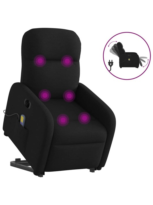 Atsistojantis elektrinis masažinis krėslas, juodas, audinys