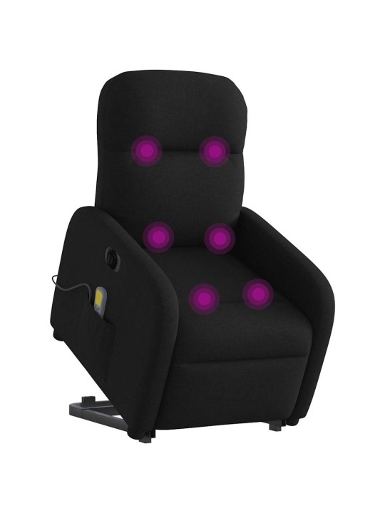 Atsistojantis elektrinis masažinis krėslas, juodas, audinys