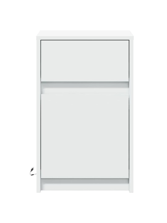 Naktinės spintelės su LED lemputėmis, 2vnt., baltos, mediena