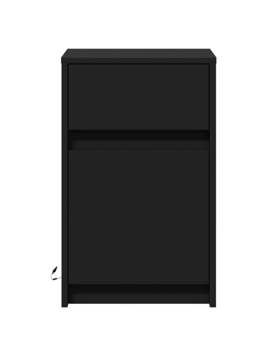 Naktinės spintelės su LED lemputėmis, 2vnt., juodos, mediena