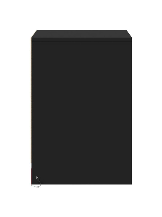 Naktinės spintelės su LED lemputėmis, 2vnt., juodos, mediena