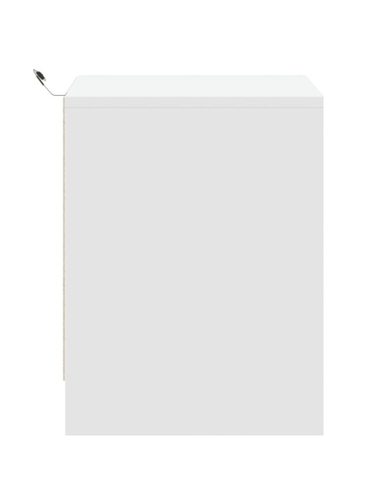 Naktinės spintelės su LED lemputėmis, 2vnt., baltos, mediena