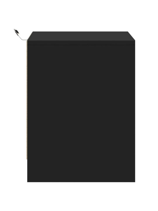 Naktinės spintelės su LED lemputėmis, 2vnt., juodos, mediena