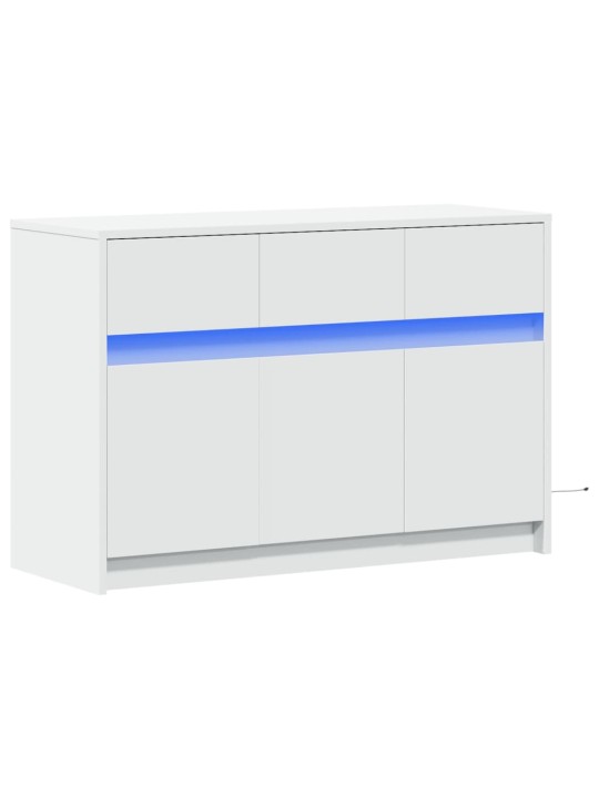 Televizoriaus spintelė su LED, balta, 91x34x61cm, mediena