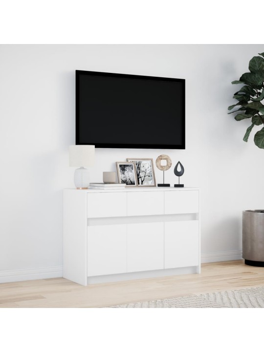 Televizoriaus spintelė su LED, balta, 91x34x61cm, mediena