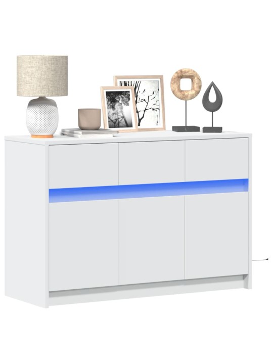 Televizoriaus spintelė su LED, balta, 91x34x61cm, mediena