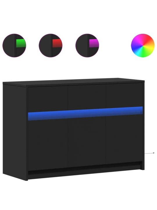 Televizoriaus spintelė su LED, juoda, 91x34x61cm, mediena