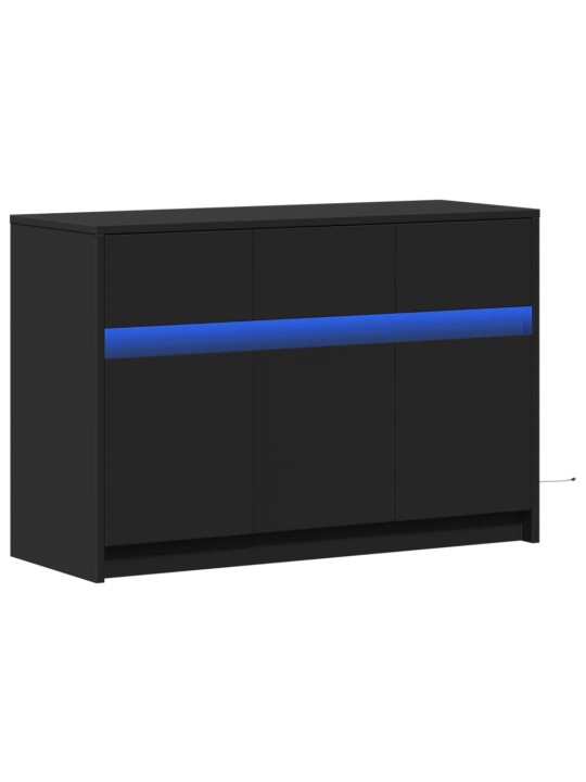 Televizoriaus spintelė su LED, juoda, 91x34x61cm, mediena