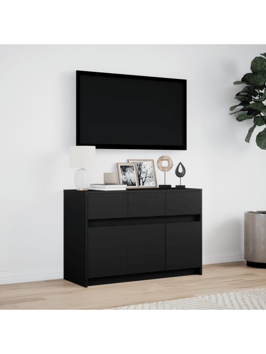 Televizoriaus spintelė su LED, juoda, 91x34x61cm, mediena