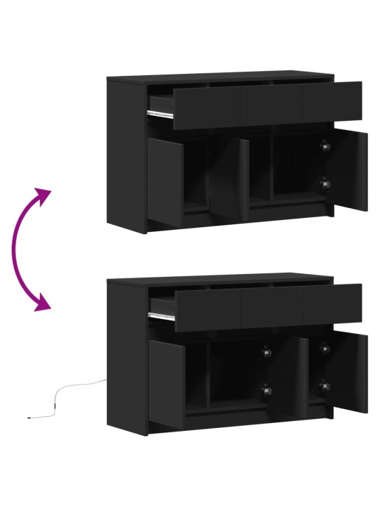 Televizoriaus spintelė su LED, juoda, 91x34x61cm, mediena