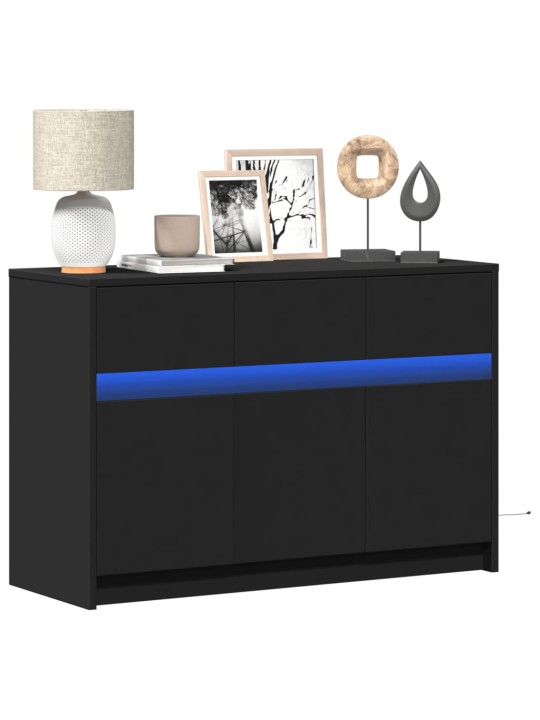 Televizoriaus spintelė su LED, juoda, 91x34x61cm, mediena