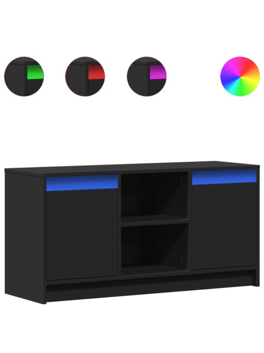 Televizoriaus spintelė su LED, juoda, 100x34x50cm, mediena